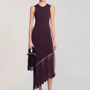 SANDRO 
Fringed And Beaded Maxi Dress